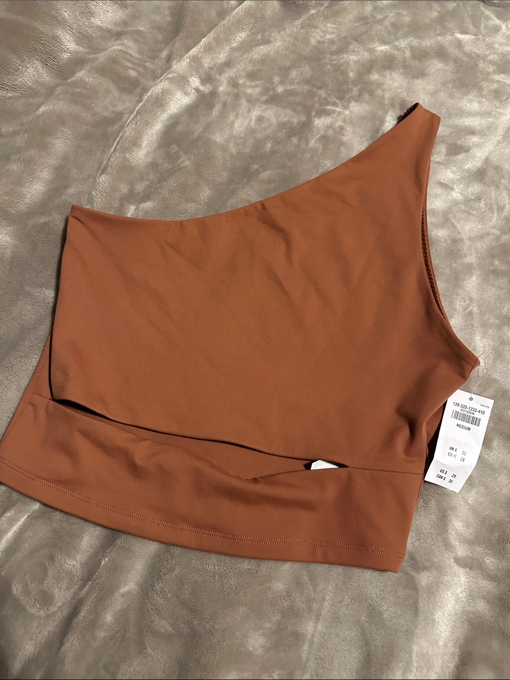 Abercrombie & Fitch One-Shoulder Crop Top in Rust Brown